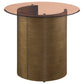 Morena Round Tawny Glass Top Side End Table Brushed Bronze