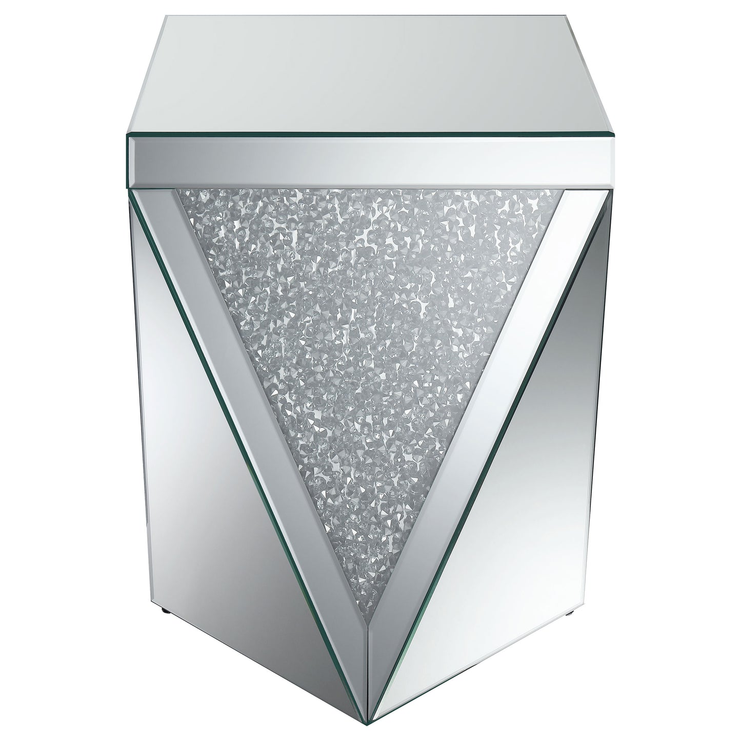 Amore Square Mirrored Acrylic Crystal Side End Table Silver