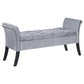 Farrah Velvet Upholstered Rolled Arm Storage Bench Silver