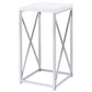 Edmund Square Accent Side Table White High Gloss and Chrome