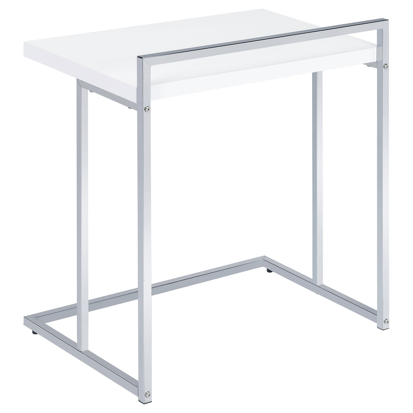 Dani Rectangular C-Shaped Sofa Side Table White High Gloss