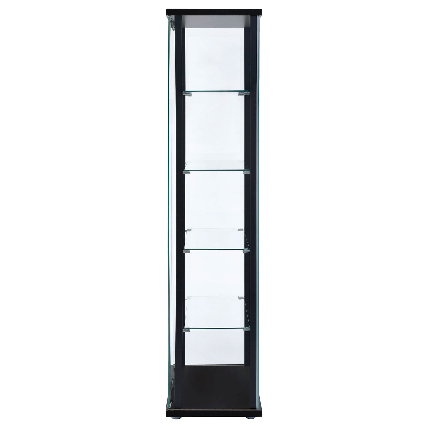 Delphinium 5-shelf Clear Glass Curio Display Cabinet Black