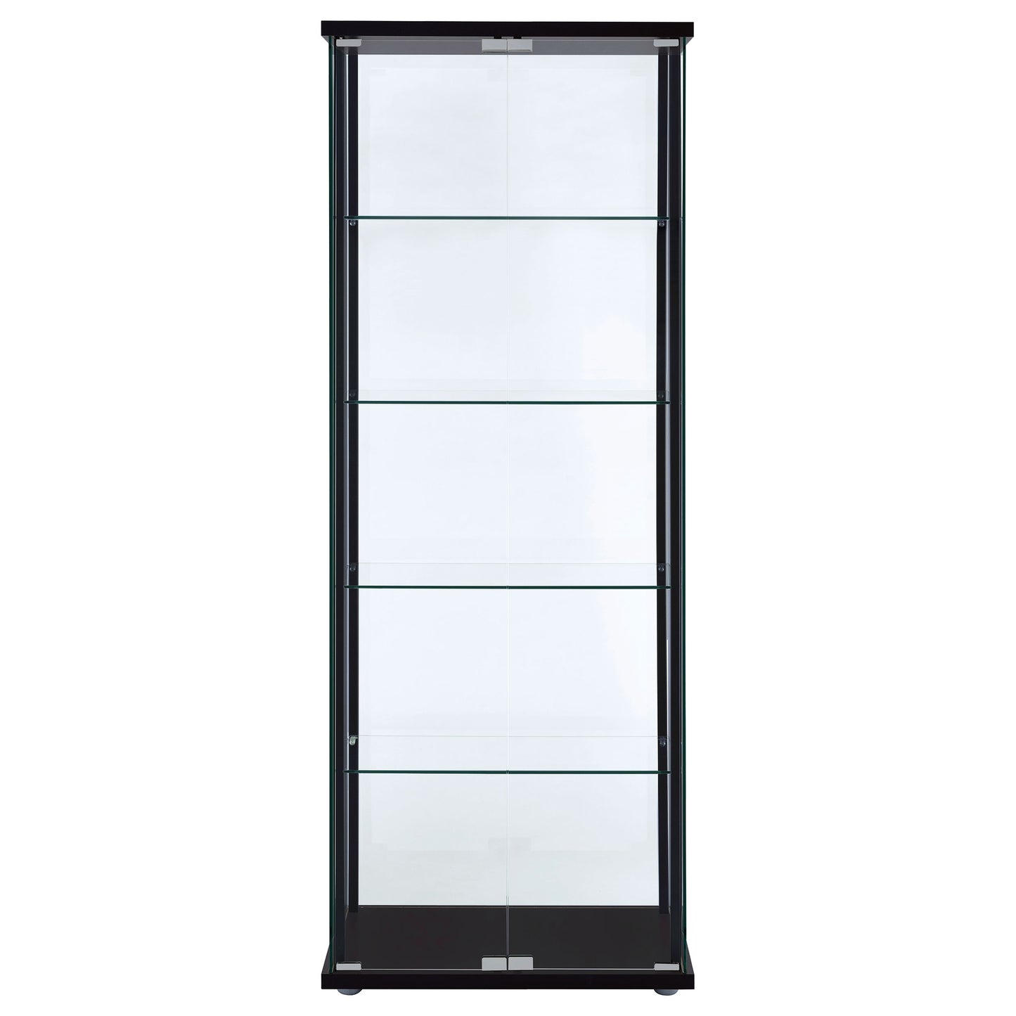 Delphinium 5-shelf Clear Glass Curio Display Cabinet Black