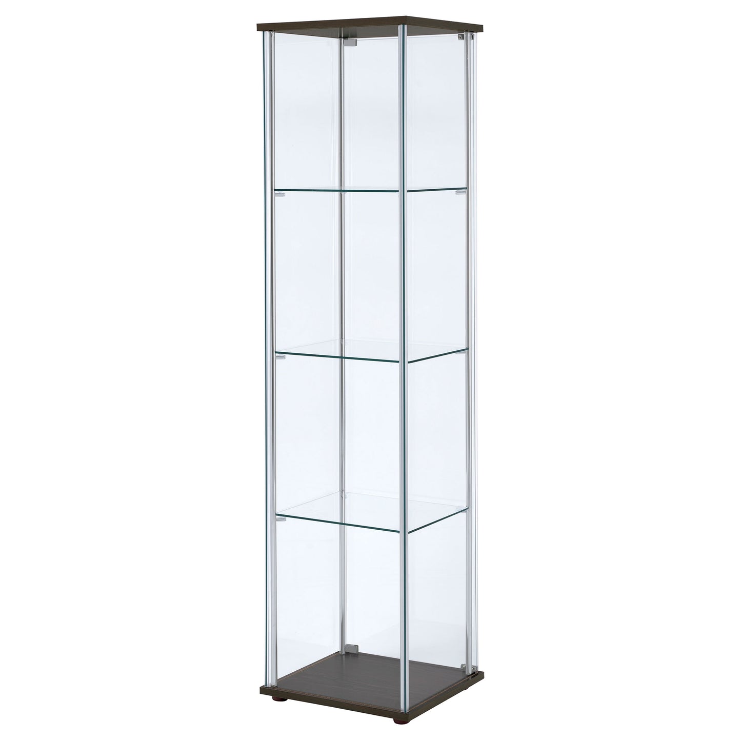 Bellatrix 4-shelf Clear Glass Curio Cabinet Cappuccino