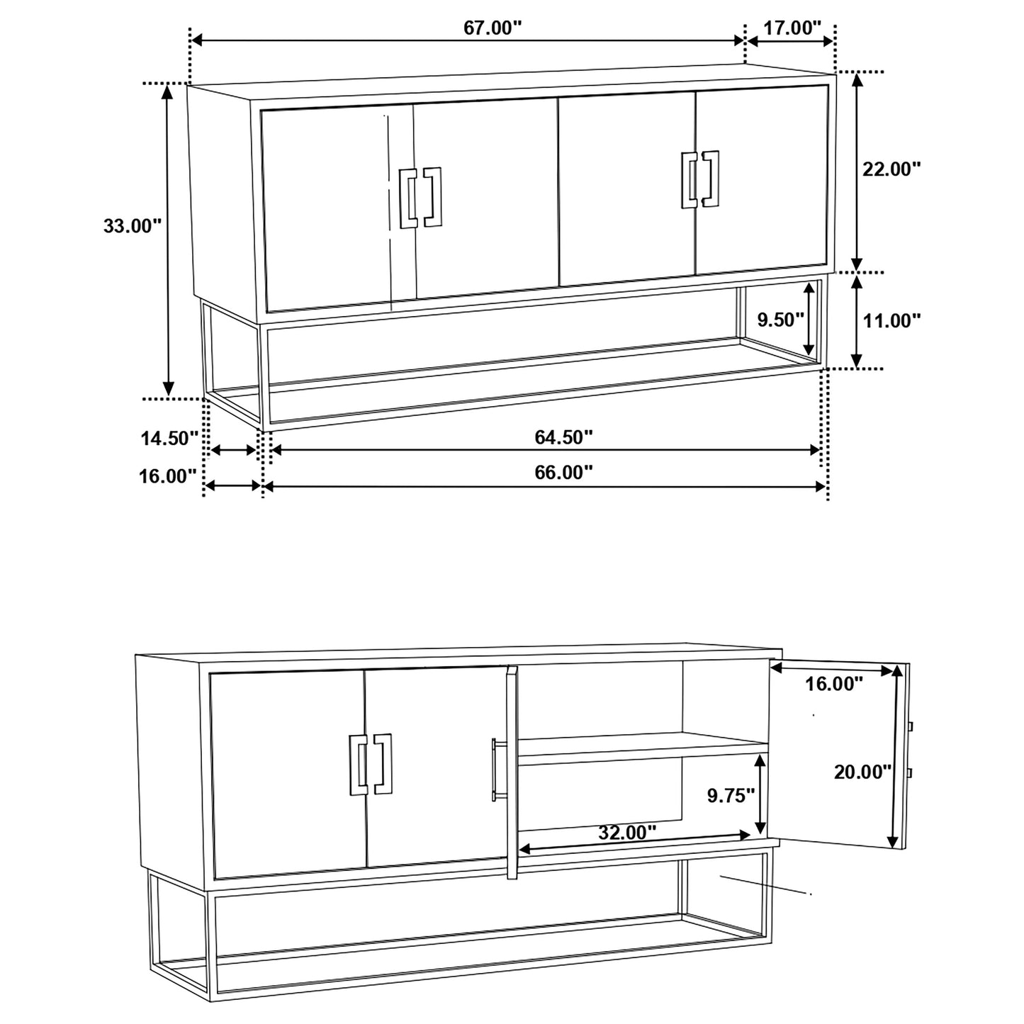 Borman 4-door Wood Accent Cabinet Walnut and Black