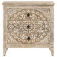 Mariska 3-drawer Wood Mandala Cabinet Distressed White