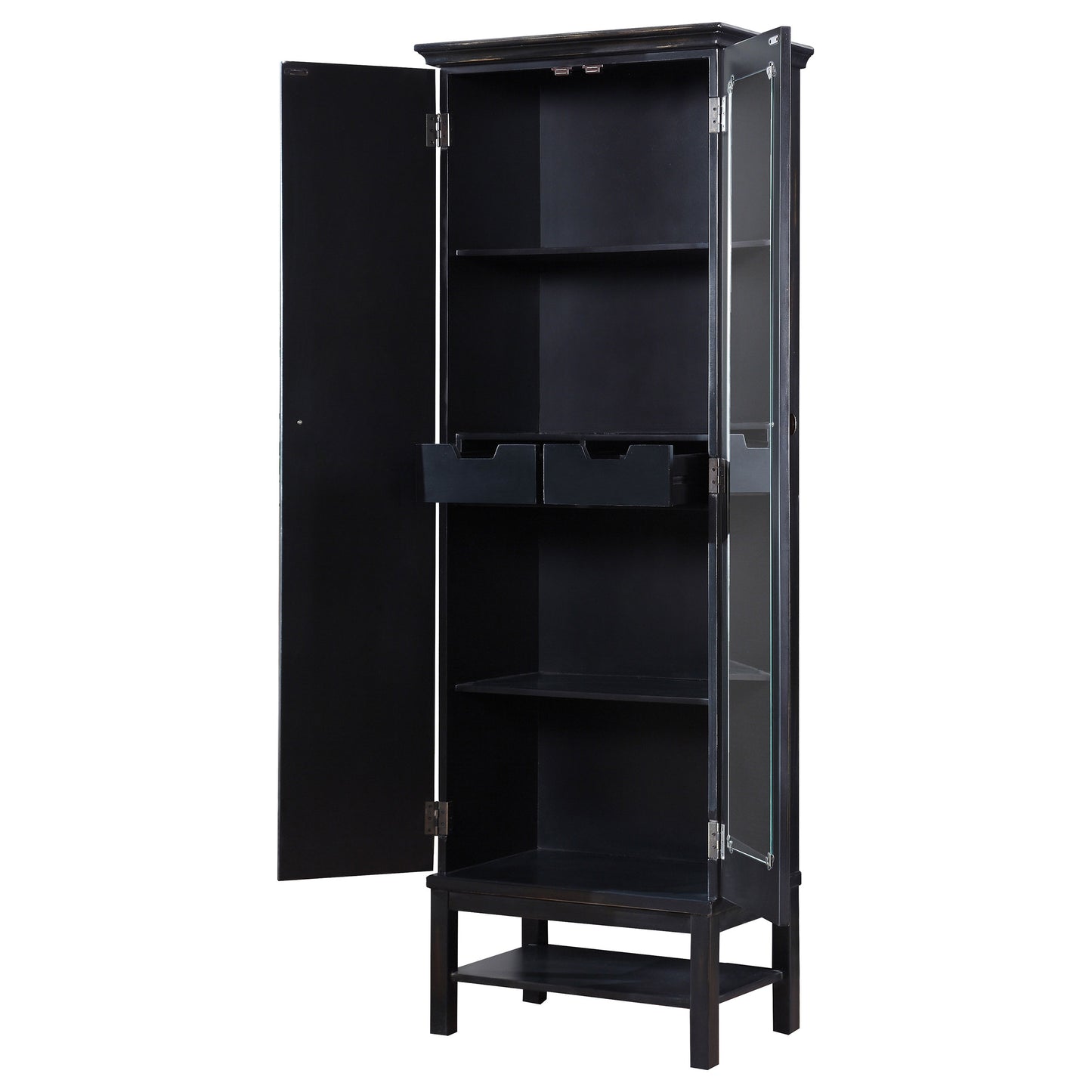 Lovegood 2-door Wood Tall Storage Cabinet Black and Brown