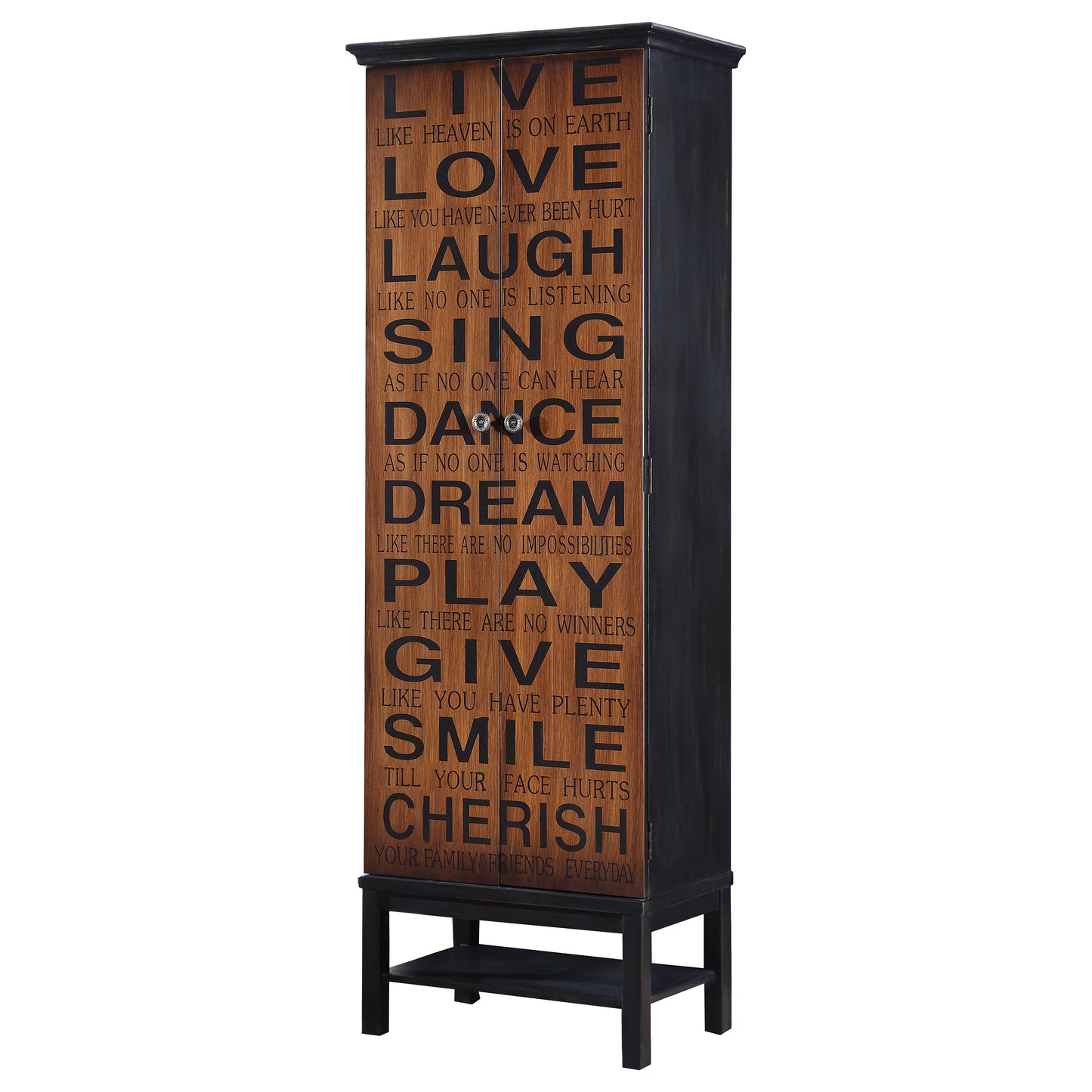 Lovegood 2-door Wood Tall Storage Cabinet Black and Brown