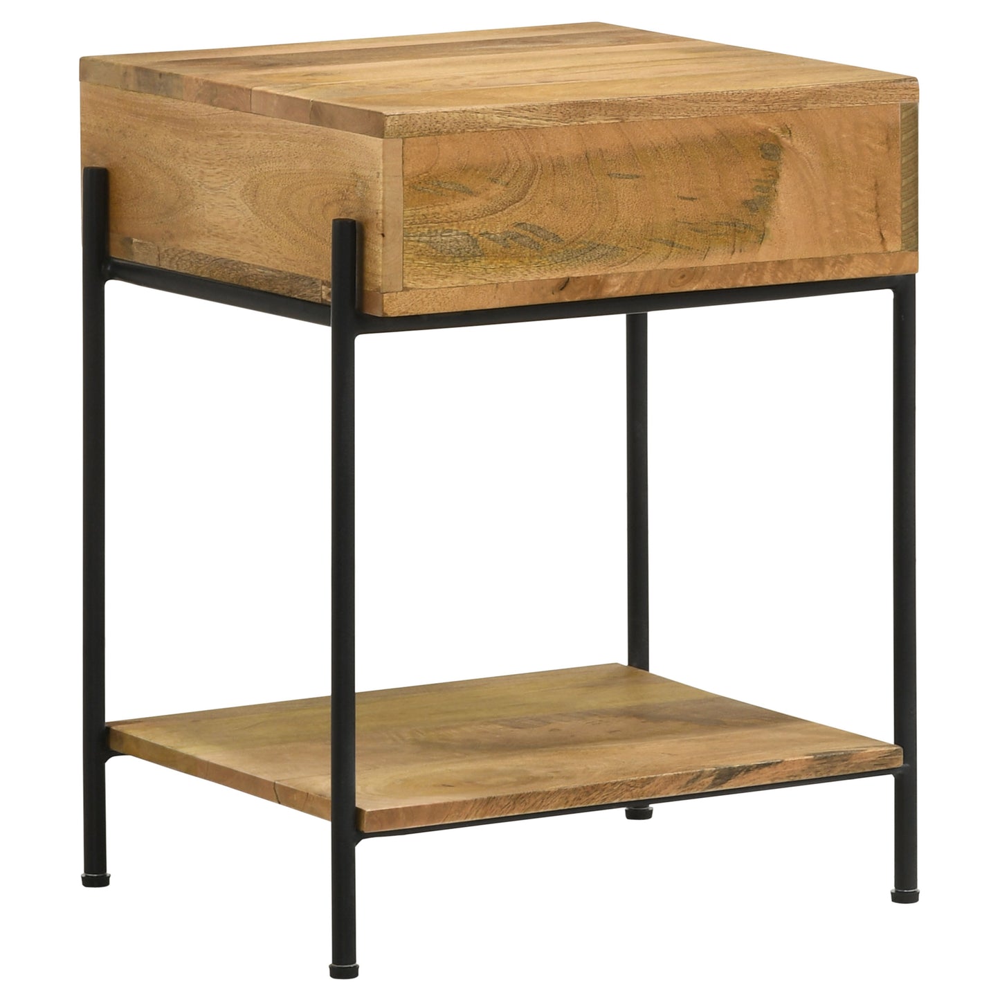 Declan 1-drawer Wood Accent Side Table Natural Mango