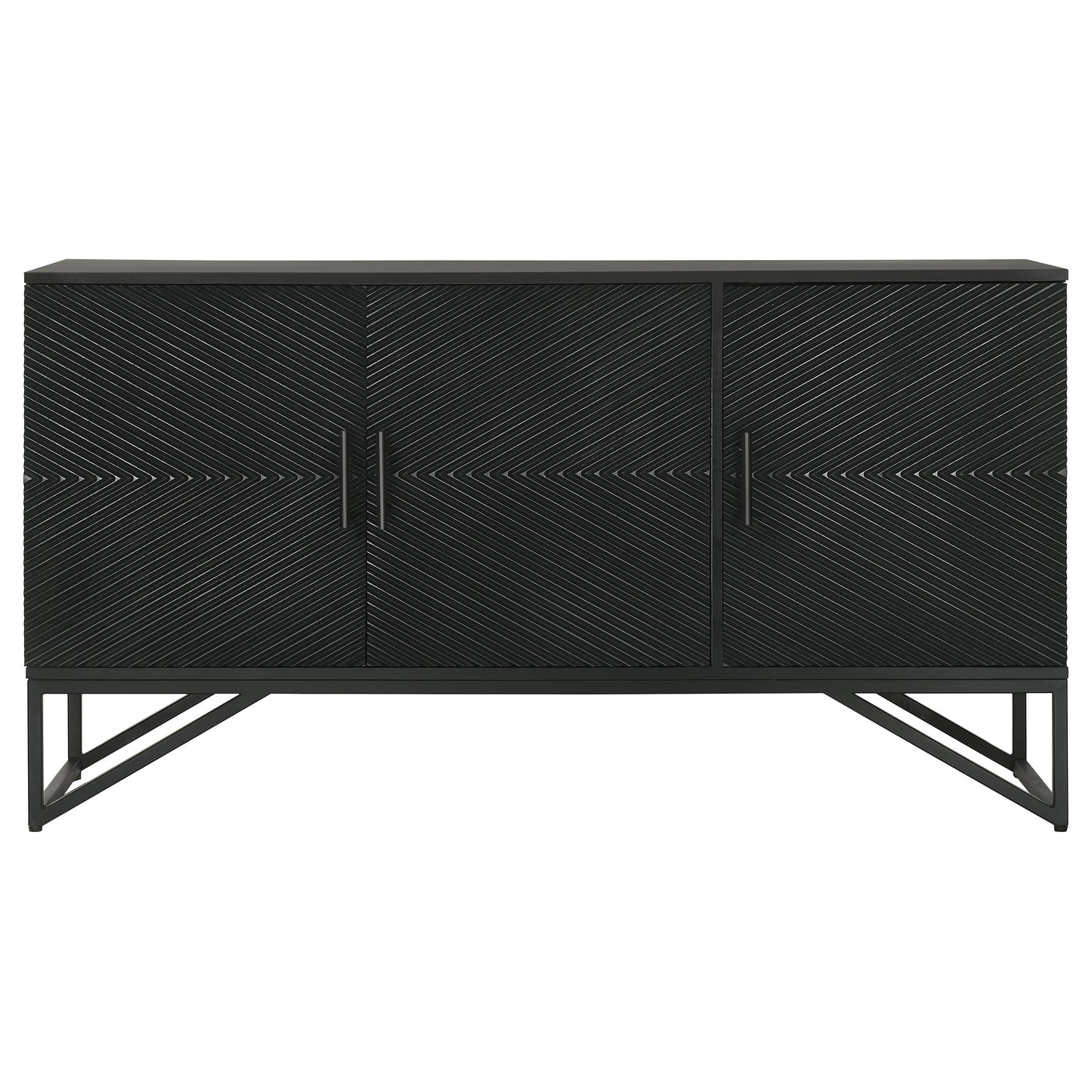 Riddell 3-door Wood Reeding Accent Cabinet Matte Black