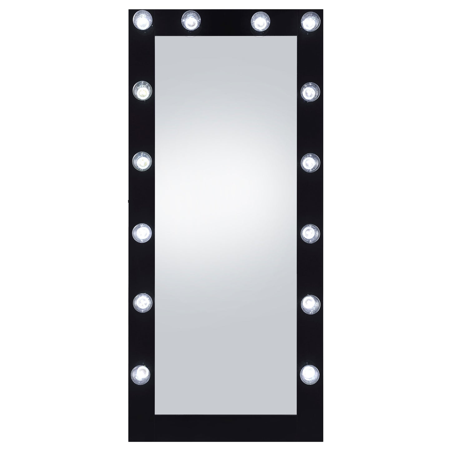 Zayan 32 x 71 Inch Floor Mirror LED Lighting Black Gloss